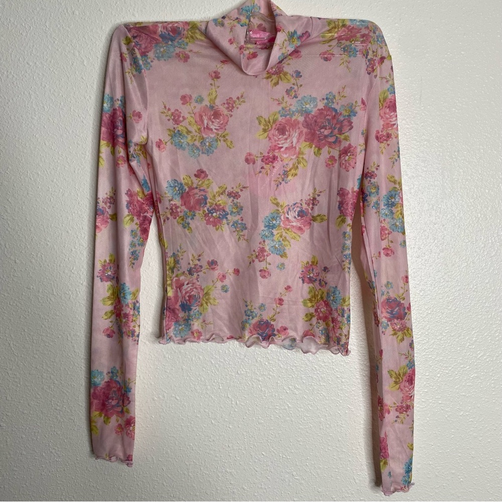 NWT‎ Sugar Thrillz Somebody's Angel Floral Mesh Crop XXS